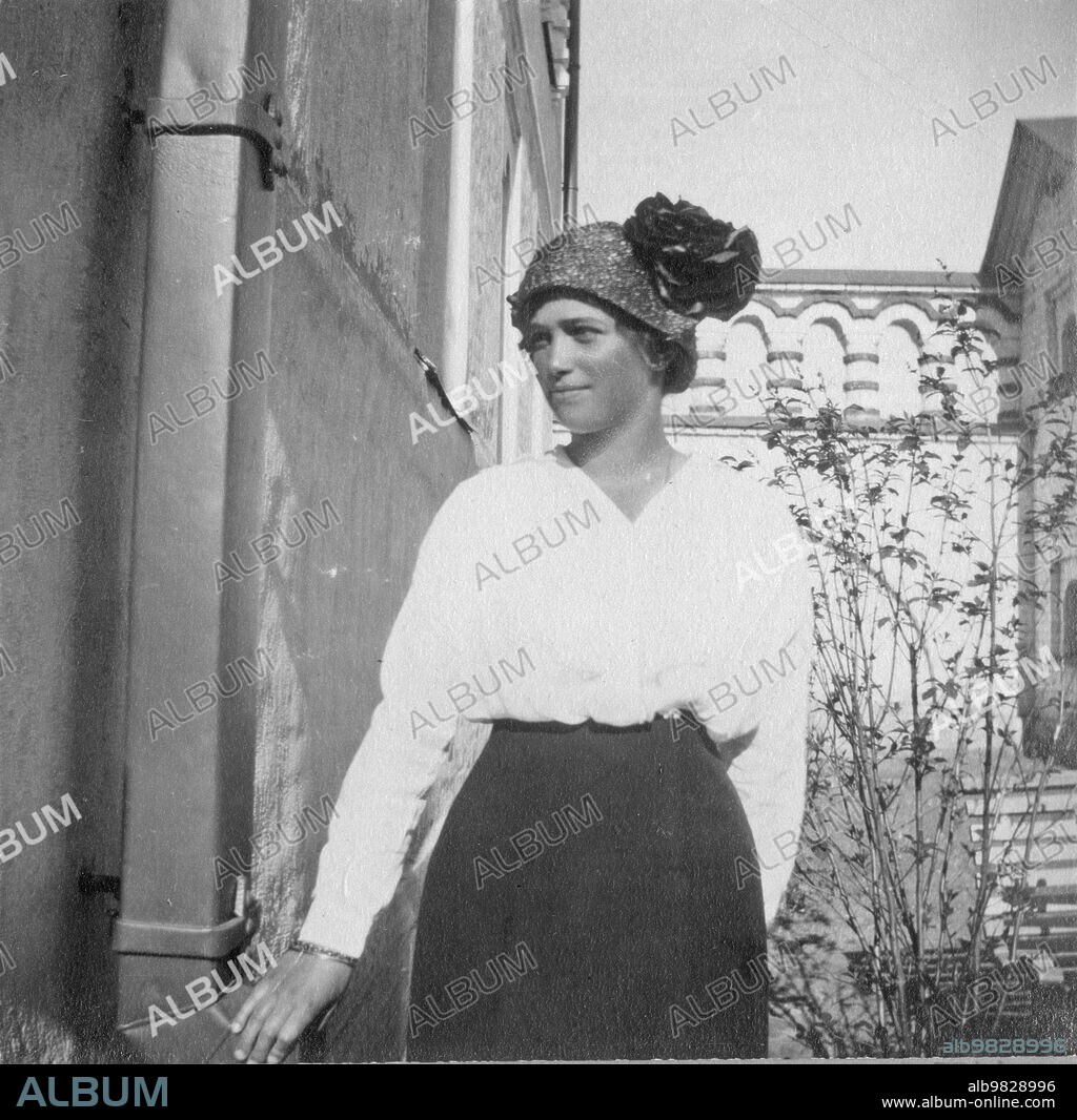 Grand Duchess Maria Nikolaevna of Russia while visiting Feodorovsky Gorodok in Tsarskoye Selo Russia ca. 1915.