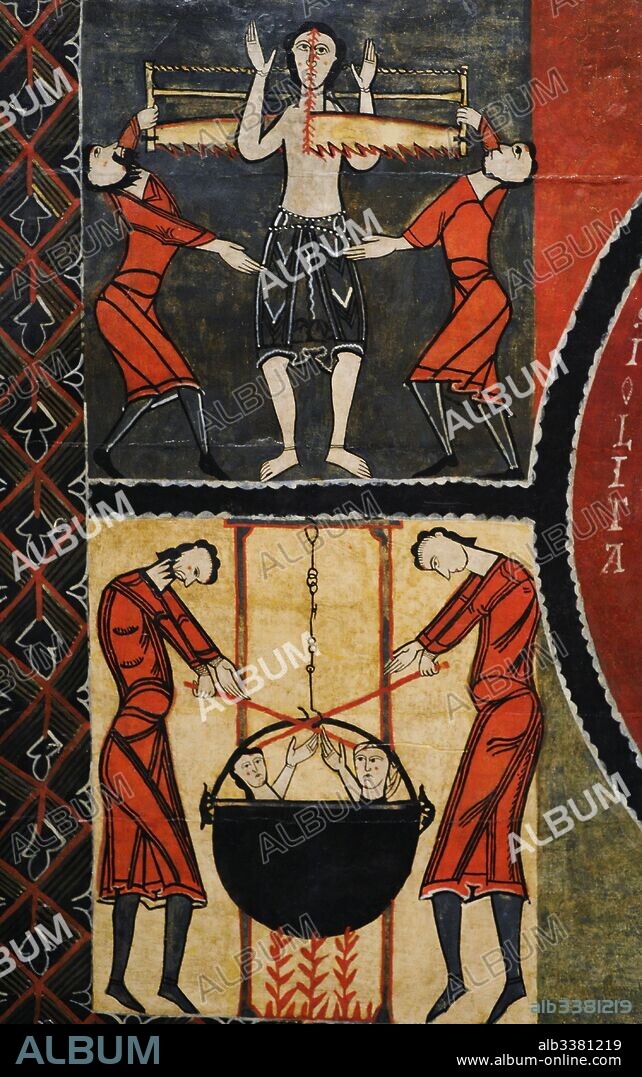 Frontal de Altar de Durro. Detalle. Anónimo. Románico. Mediados del siglo XII. Témpera sobre madera. Procede de la Capilla de Sant Quirc de Durro, provincia de Lleida. Museo Nacional de Arte de Cataluña. Barcelona. Cataluña. España. Frontal Altar from Durro. Anonymous. Romanesque. Mid 12th century. Tempera on wood. From Chapel of Saint Quirc of Durro, Lleida province. Detail. National Art Museum of Catalonia. Barcelona. Catalonia. Spain.