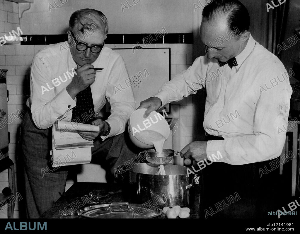 Deke Coleman and Ted Molony Kitchen of the Colemans Rose Bay *****. They have written a recipe *****. December 27, 1951.