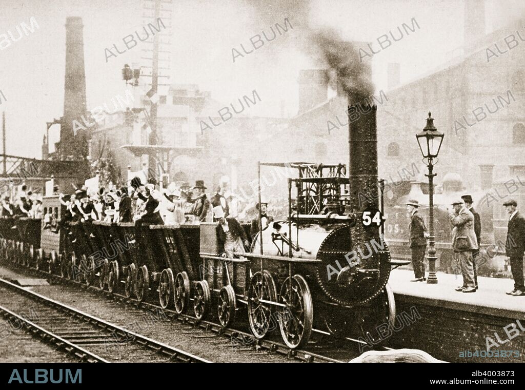 Train Number One, July 1925. A re-enactment of the first train journey, made by George Stephenson's 'Locomotion no 1' on the Stockton and Darlington Railway in 1825.