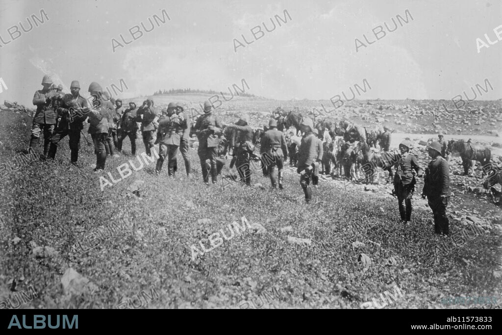BAIN NEWS SERVICE. Djemal Pach [i.e., Pasha] with Trommer Pacha & staff, between 1914 and c1915. Shows Ottoman Turkish leader Cemal Pasha (1872-1922) with German military officer Bruno von Trommer Pasha and staff, possibly at Gallipoli, Turkey during World War I.