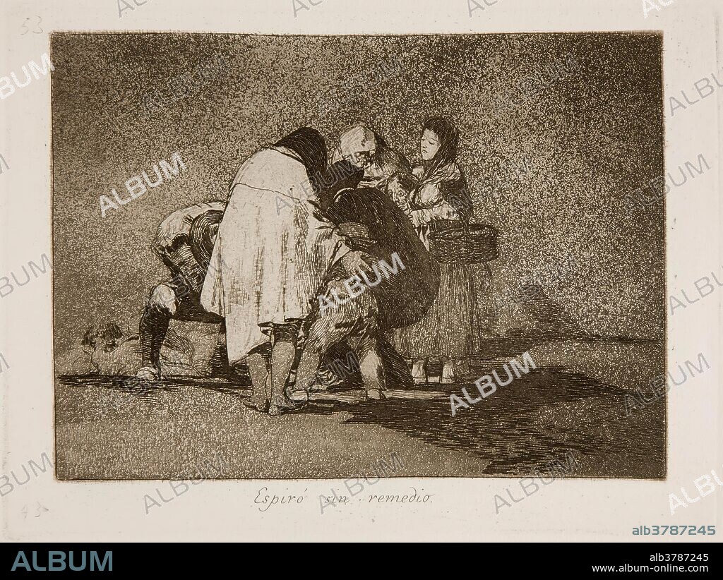 Francisco de Goya y Lucientes / 'There was nothing to be done and he died'. 1812 - 1814. Wash, Etching, Aquatint, Burnisher, Burin on ivory paper.