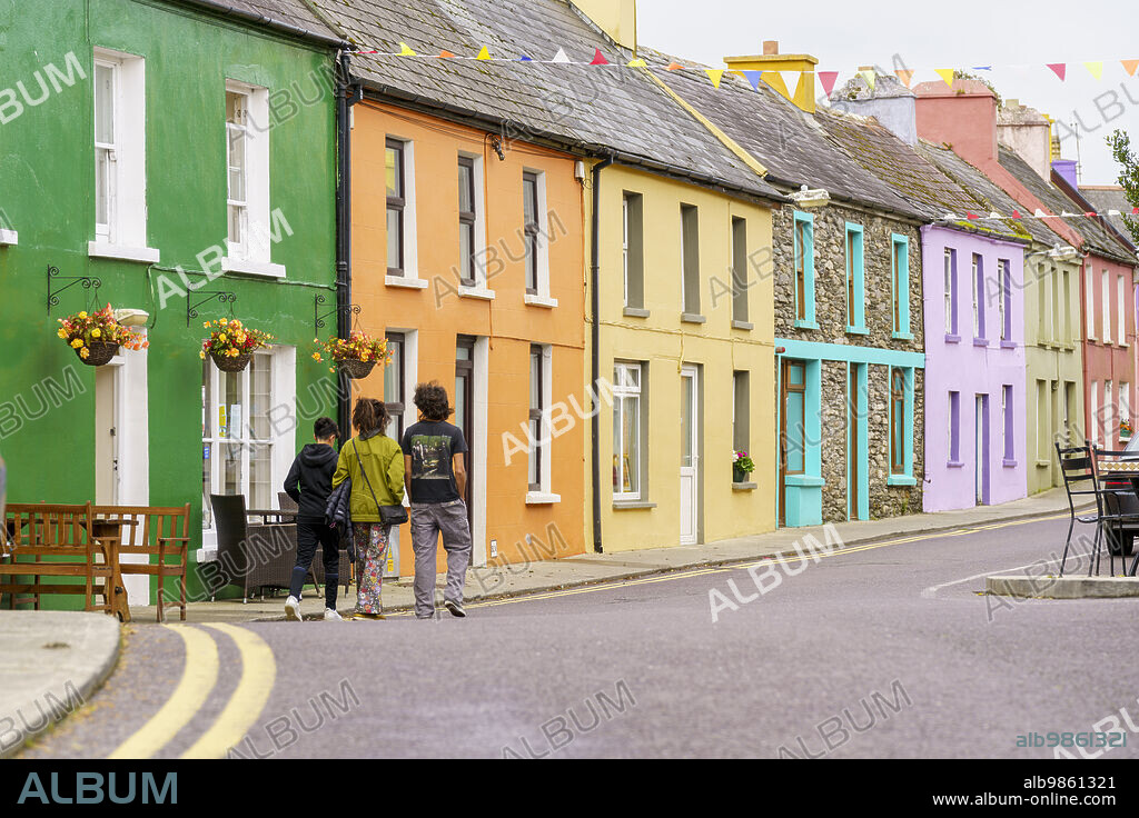 Colourful houses, Eyeries, Beara Peninsula, County Cork, Ireland, United Kingdom.