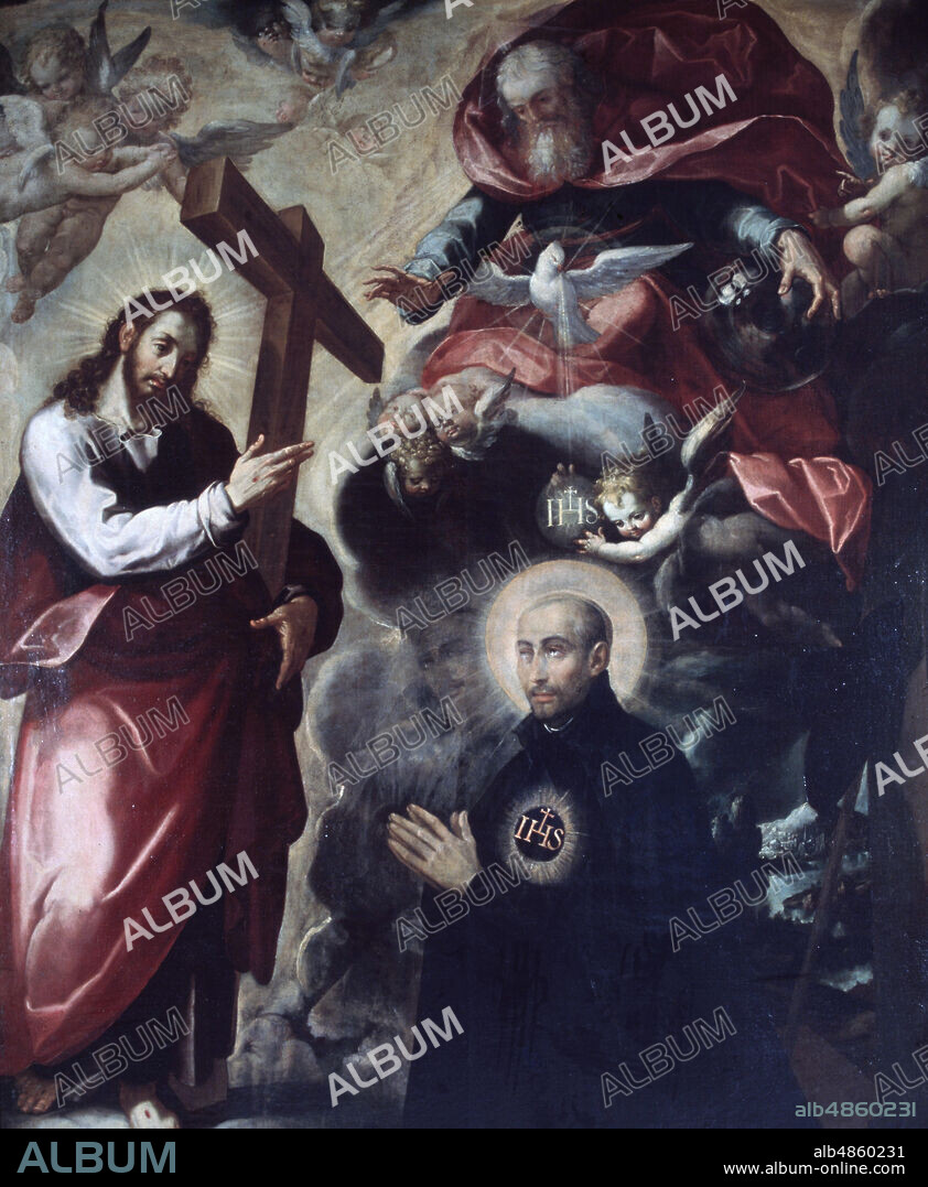 ALONSO VáZQUEZ. IGNACIO DE LOYOLA, SAN. RELIGIOSO ESPAÑOL.. NACIDO EN LOYOLA 1491-1556.. FUNDADOR DE LA COMPAÑIA DE JESUS. APARICION DE CRISTO A SAN IGNACIO. OLEO DE ALONSO VAZQUEZ.. CATEDRAL DE SEVILLA JESUCRISTO.