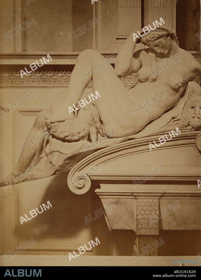 MICHELANGELO. [Alegoría de el crepúsculo, de Miguel Ángel, en la tumba de Lorenzo de Medici] La nutte.