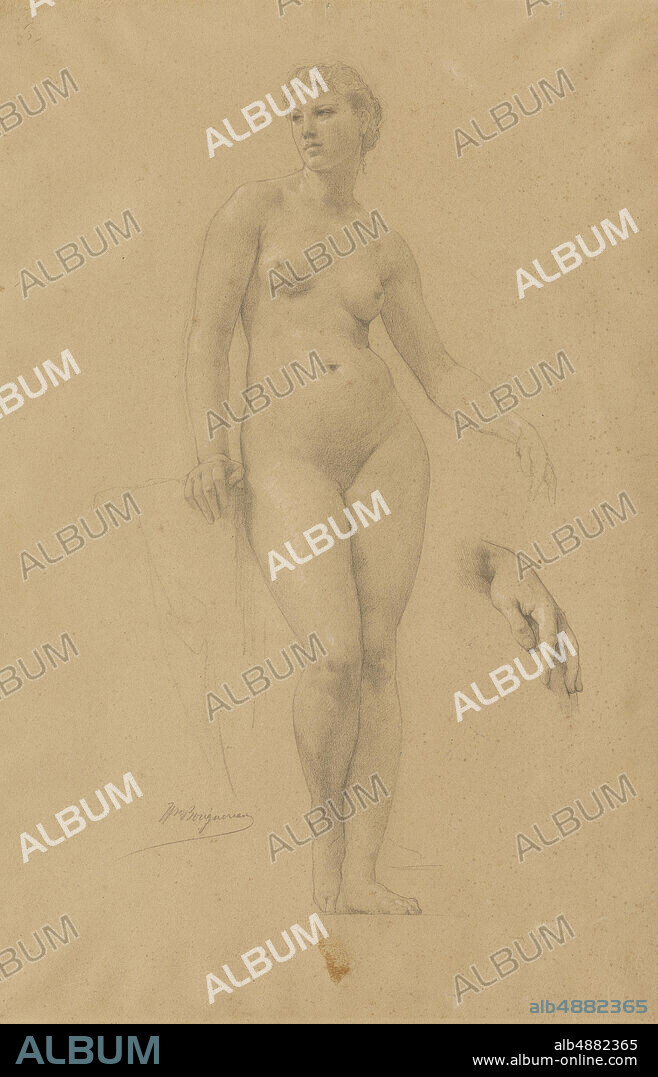 William-Adolphe Bouguereau, French, 18251905, Study of Venus for Apollo and the Muses in Olympus, c. 1867, Graphite with touches of white chalk on beige wove paper, 18 7/16 x 12 in. (46.8 x 30.5 cm).
