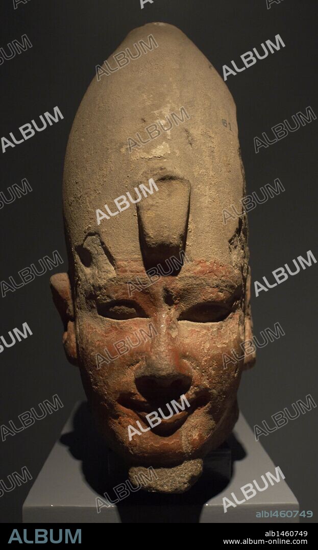 ARTE EGIPCIO. EGIPTO. CABEZA del DYSERKARA AMENHOTEP (AMENHOTEP I o AMENOFIS I), segundo faraón de la DINASTIA XVIII. IMPERIO NUEVO. 1525-1504 aC. Pieza procedente del Templo de Amón (Karnak). Museo de Luxor.