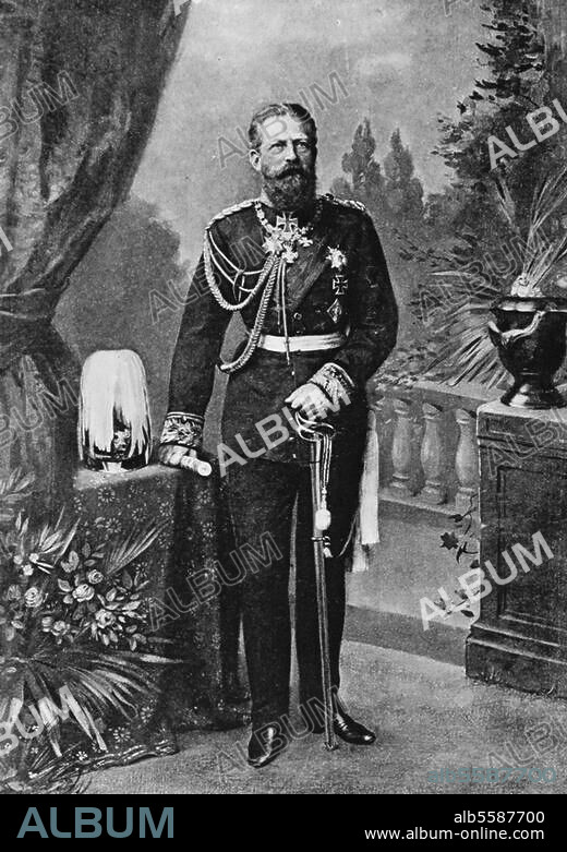 Frederick III, German Emperor (1888). Potsdam 18.10.1831 - Potsdam 15.6.1888. Full figure portrait. After a photograph, c. 1885.