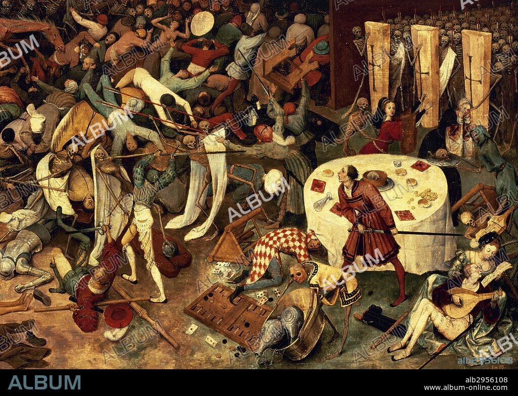 BRUEGEL, Pieter I, llamado "EL VIEJO" (Brueghel?, h.1525/1530-Bruselas,1569). Pintor y dibujante neerlandés, perteneciente a la ESCUELA FLAMENCA. "EL TRIUNFO DE LA MUERTE". Tabla (1,17 x 1,62 m). Detalle de la parte inferior izquierda. Museo del Prado. Madrid. España.