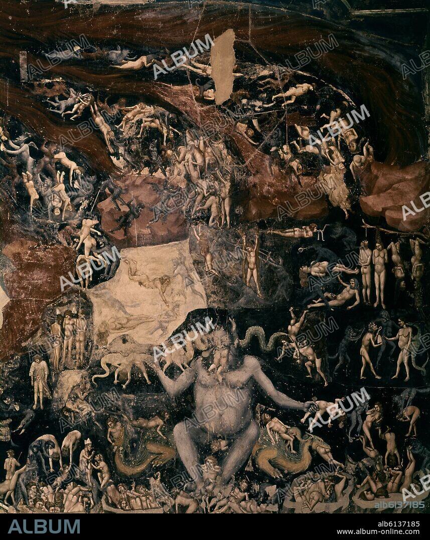GIOTTO DE BONDONE (1266-1337). The Last Judgement, detail of Hell - 1302/05 - fresco.
