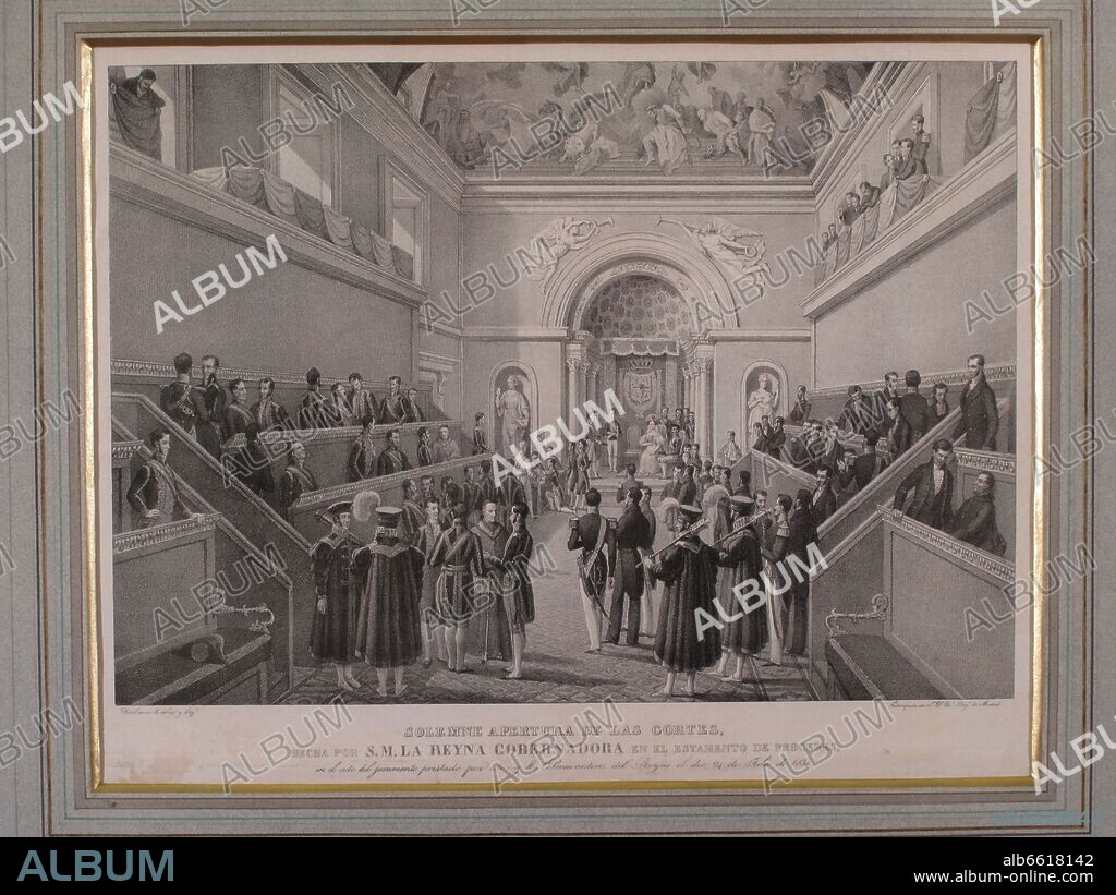 LA REGENTE MARIA CRISTINA INAUGURANDO LA CAMARA ALTA EN ESPAÑA, DENOMINADA ESTAMENTO DE PROCERES, EL 24/07/1934, PRIMERA LEGISLATURA DE LAS CORTES.
