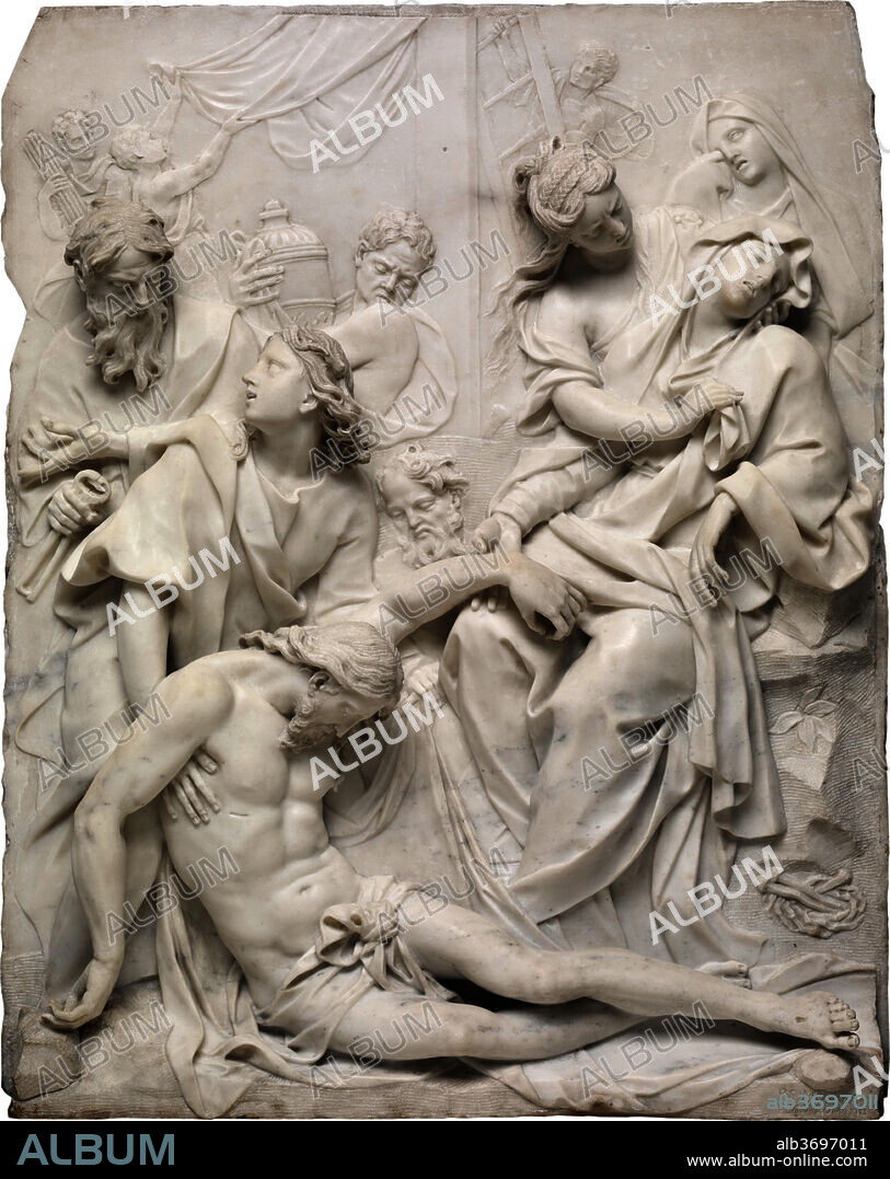 PIERRE-ETIENNE MONNOT. The Virgin Mary Swooning over the Dead Body of Christ at the Foot of the Cross. Dated: 1710. Dimensions: overall: 72 x 58 x 7.5 cm (28 3/8 x 22 13/16 x 2 15/16 in.). Medium: marble.