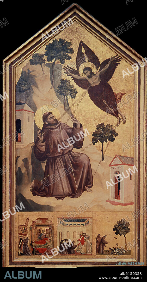 GIOTTO DE BONDONE (1266-1337). SAN FRANCISCO DE ASIS RECIBIENDO LO ESTIGMAS O ESTIGMATIZACION DE SAN FRANCISCO - 1300 - TEMPERA/MADERA - TRECENTO ITALIANO - 314 x 162 cm.