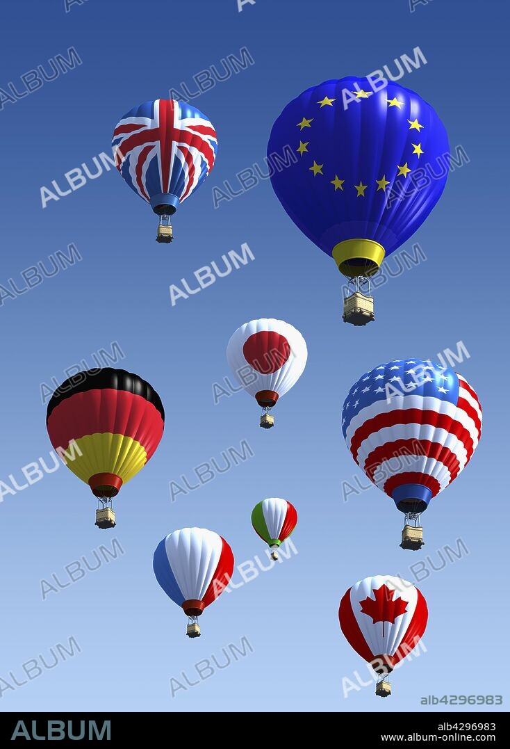 International flag hot air balloons.