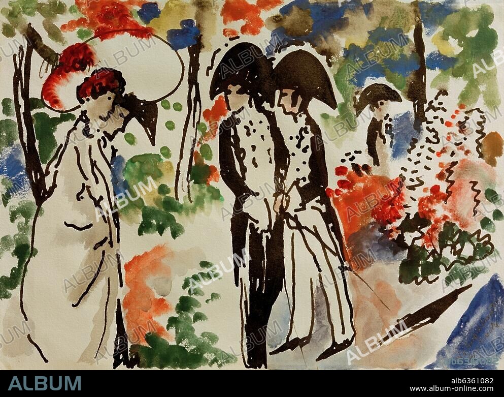 AUGUST MACKE. Macke, August. 1887-1914. "Promenade", 1912. Aquarell auf Papier, 24,8 × 33,7 cm. Privatbesitz.