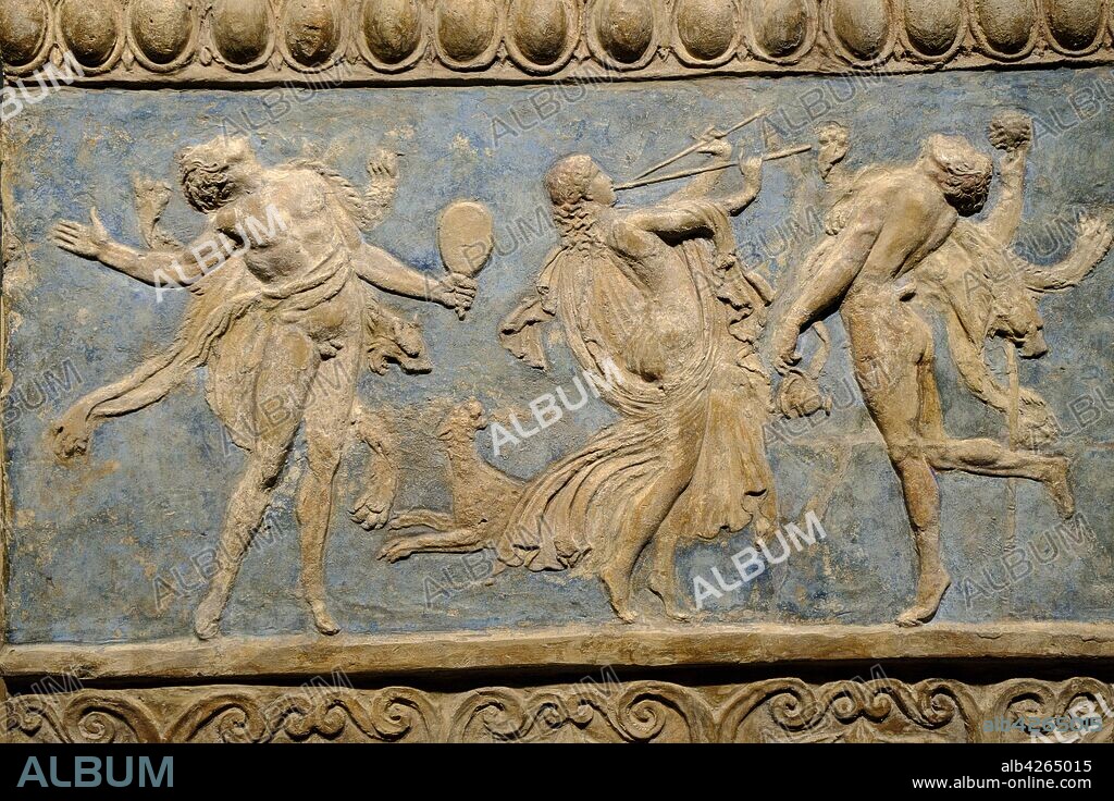 tíaso dionisíaco, I antes de Cristo, arcilla con restos de policromia, Italia, coleccion Campana.