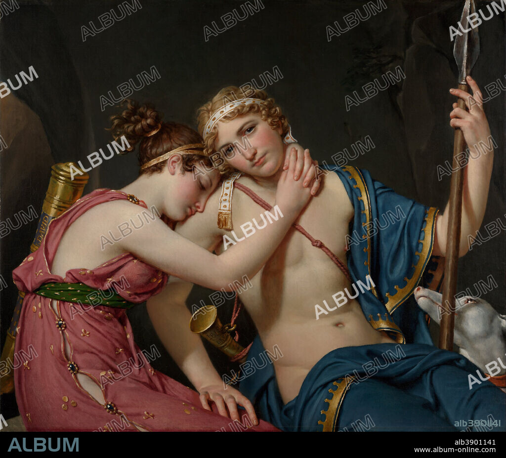 JACQUES LOUIS DAVID. The Farewell of Telemachus and Eucharis. Date/Period: 1818. Painting. Oil on canvas. Height: 883 mm (34.76 in); Width: 1,032 mm (40.62 in).