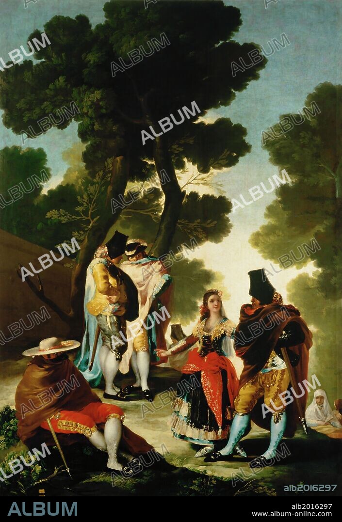 Francisco de Goya y Lucientes / 'El paseo de Andalucía o La maja y los embozados', 1777, Óleo sobre lienzo, 275 x 190 cm, P00771.