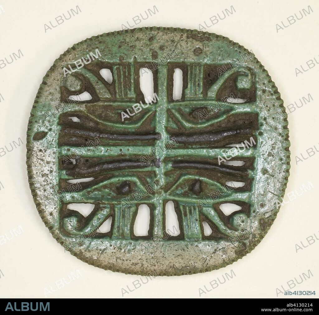 ANCIENT EGYPTIAN. Four Eyes of the God Horus (Wedjat) Amulet. Egyptian. Date: 1070 BC-656 BC. Dimensions: 4.5 × 4.7 × 0.6 cm (1 3/4 × 1 7/8 × 1/4 in.). Faience. Origin: Egypt.