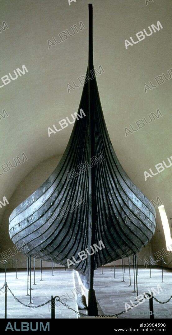 The Gokstad Ship, Viking, Norway, 9th Century. Front view. Used for a Viking ship burial, the Gokstad Ship was excavated in 1880. From the Viking Ship Museum, Bygdoy.