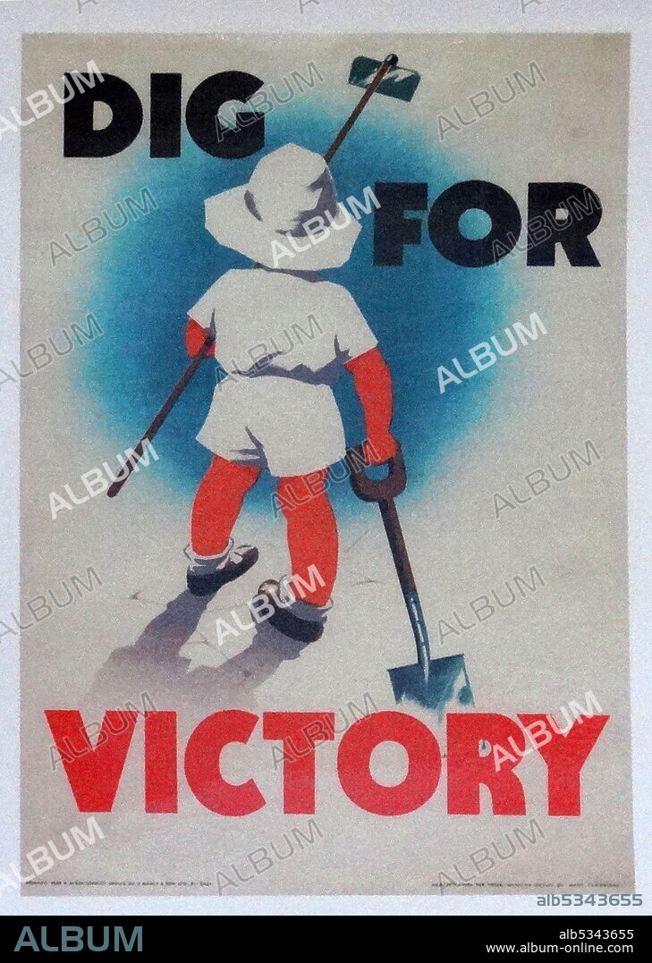 Dig for Britain, Victory' British propaganda poster, to influence the population towards support for the war effort in World war two..