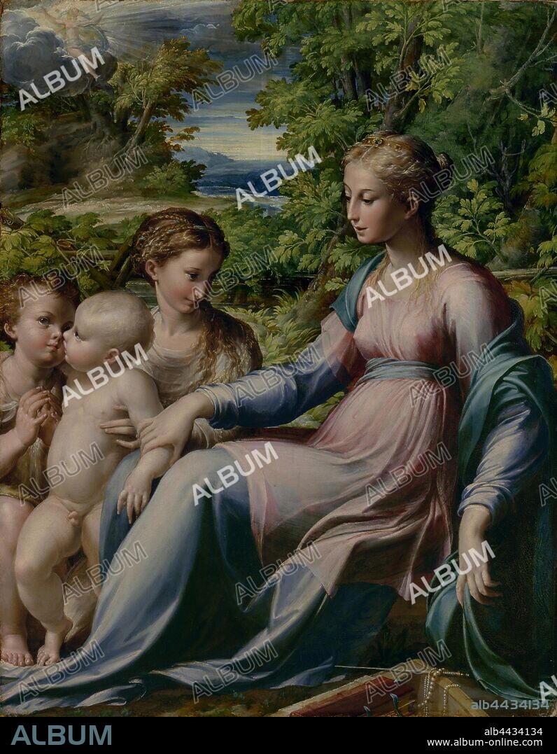 Virgin and Child with St. John the Baptist and Mary Magdalene, Parmigianino (Francesco Mazzola) (Italian, 1503 - 1540), Italy, about 1535 - 1540, Oil on paper, laid down on panel, 75.9 × 59.7 × 3 cm (29 7/8 × 23 1/2 × 1 3/16 in.).