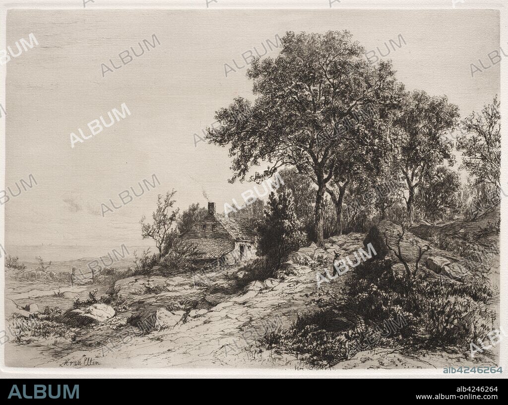109: Cottage by the Sea. Hendrik Dirk Kruseman van Elten (American, 1829-1904). Etching.