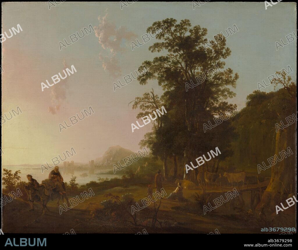Landscape with the Flight into Egypt. Artist: Aelbert Cuyp (Dutch, Dordrecht 1620-1691 Dordrecht). Dimensions: 18 x 22 7/8 in. (45.7 x 58.1 cm). Date: ca. 1650.
Cuyp never went to Italy, but he emulated Dutch Italianate painters who had been there, above all Jan Both (ca. 1615/18-1652). Here the Holy Family's route to Egypt seems to lead from Rhineland rocks and trees to an idyllic coast near Genoa.
