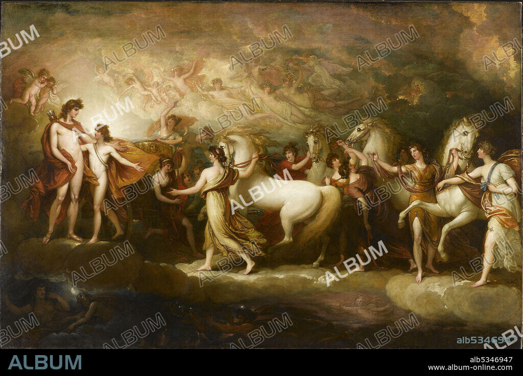 BENJAMIN WEST. Phaeton asking Apollo to drive the Sun chariot.