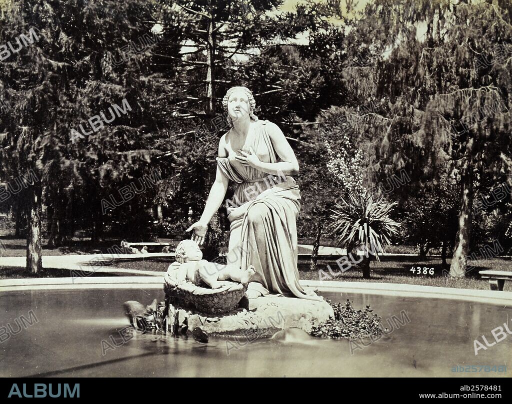 Roma, fuente de Moisés en los jardines del Monte Pincio.