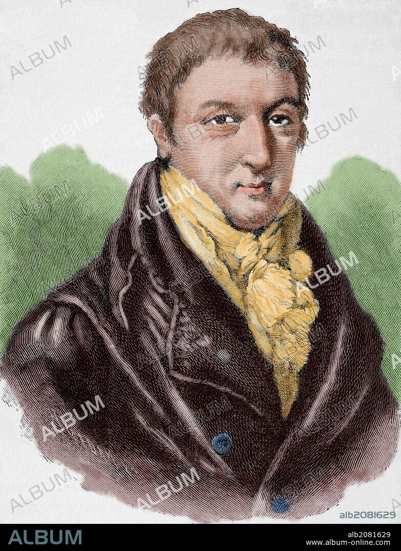 Karl Ludwig von Haller (1768 -1854). Was a Swiss jurist. Engraving by H. Gedam. Universal History, 1885. Colored.