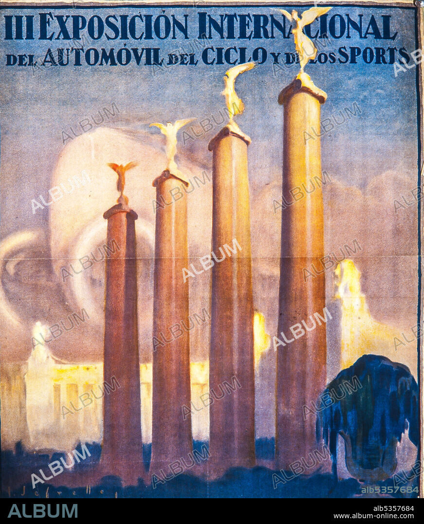 JOSEP SEGRELLES. Cartel modernista. Exposición internacional del automovil. Colección privada.