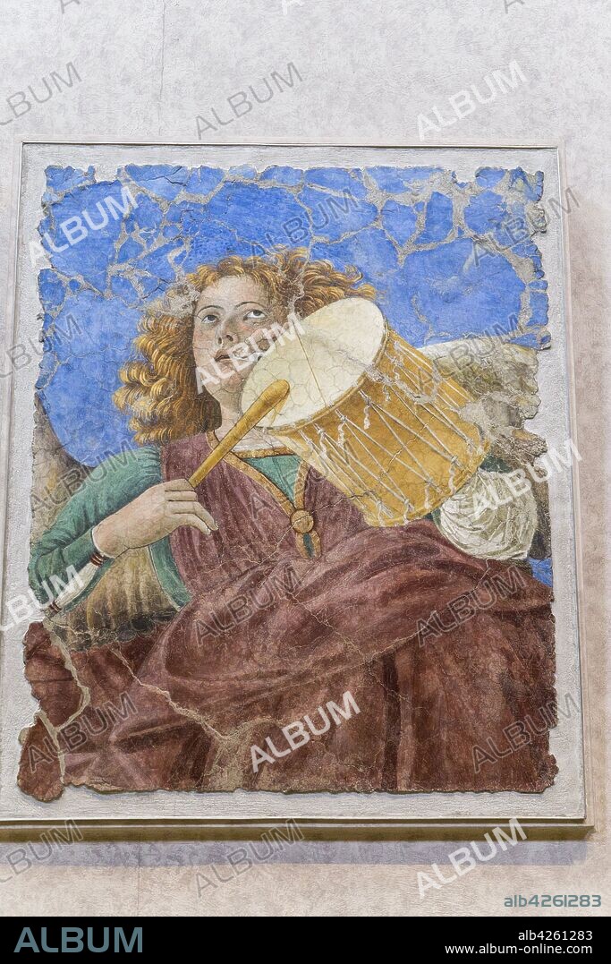 Vatican pinacoteca, Melozzo da Forlì(Forlì 1438-1494), An angel playing the lute 1480,Vatican museum, Vatican city, Rome, Italy.