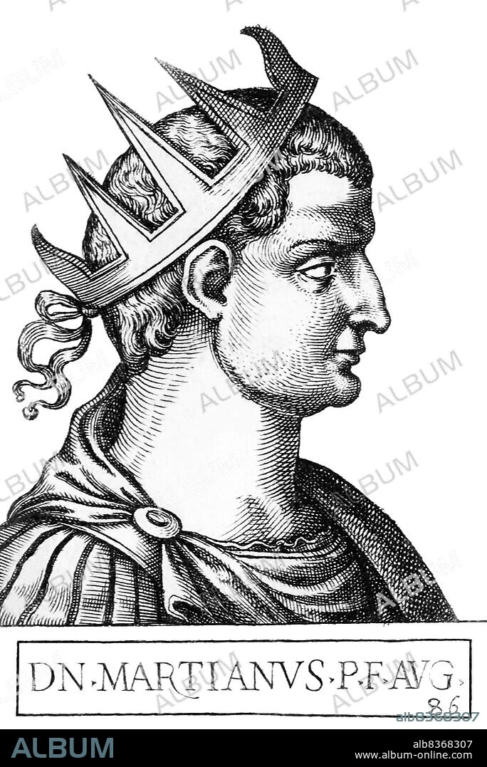 Marcian (392-457) was the son of a soldier from either Illyricum or Thracia, and spent much of his early life as an unremarkable soldier. He served under the powerful Alan generals Ardabur and Aspar in Africa. Returning to Constantinople, he became a senator and was later chosen as consort to Pulcheria, sister of the recently deceased Emperor Theodosius II. Marcian became the next emperor of the Eastern Roman Empire in 450.