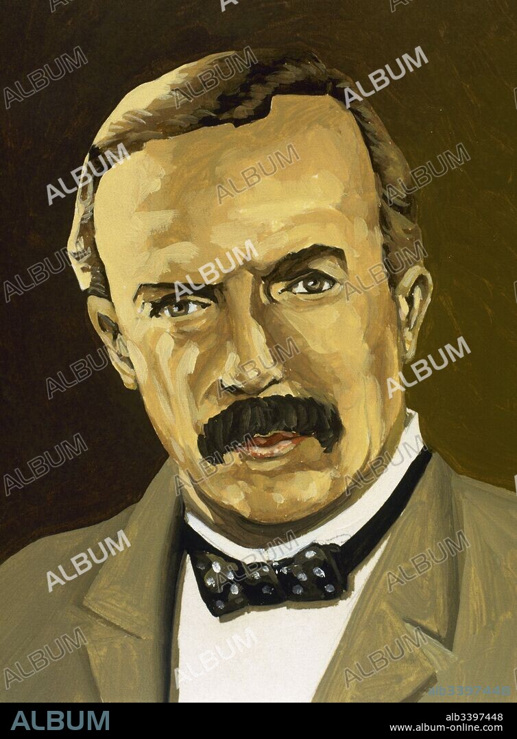 David Lloyd George (Manchester,1863-Llanystumdwy 1945). Político británico. Portavoz de los radicales, se distinguió por sus ataques a los conservadores. Ministro de Municiones (1915) y de la Guerra (1916) en el Gabinete Asquith. Primer Ministro en diciembre de 1916, presidió la delegación británica en la Conferencia de París y firmó el "Tratado de Versalles" (1919). Acuarela.