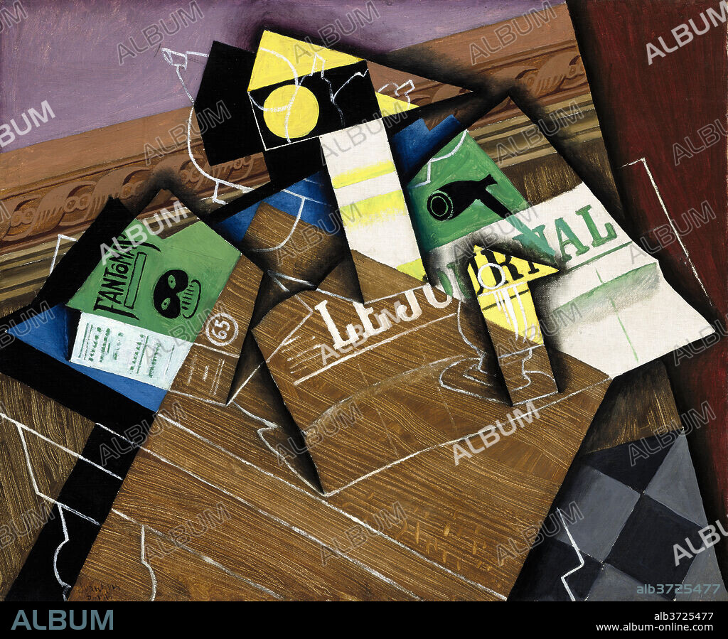 JUAN GRIS. Fantômas. Dated: 1915. Dimensions: overall: 59.8 x 73.3 cm (23 9/16 x 28 7/8 in.)  framed: 78.7 x 93.3 x 8.8 cm (31 x 36 3/4 x 3 7/16 in.). Medium: oil on canvas.