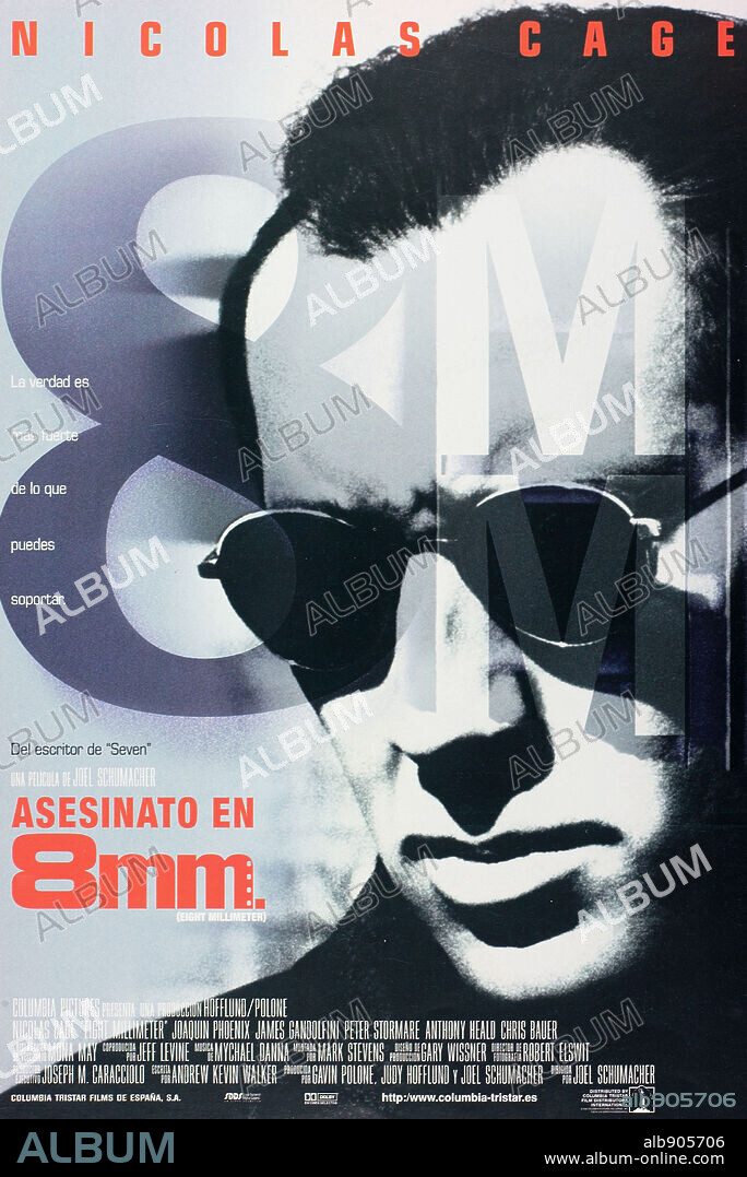 Poster of EIGHT MILLIMETER, 1999 (8MM), directed by JOEL SCHUMACHER. Copyright COLUMBIA PICTURES.