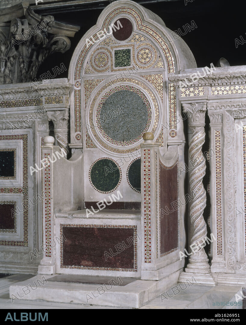 Chair of St. Lorenzo Vassalletto Family,  12th-14th century,  Italy,  Rome,  Basilica di San Lorenzo Fuori le Mura.