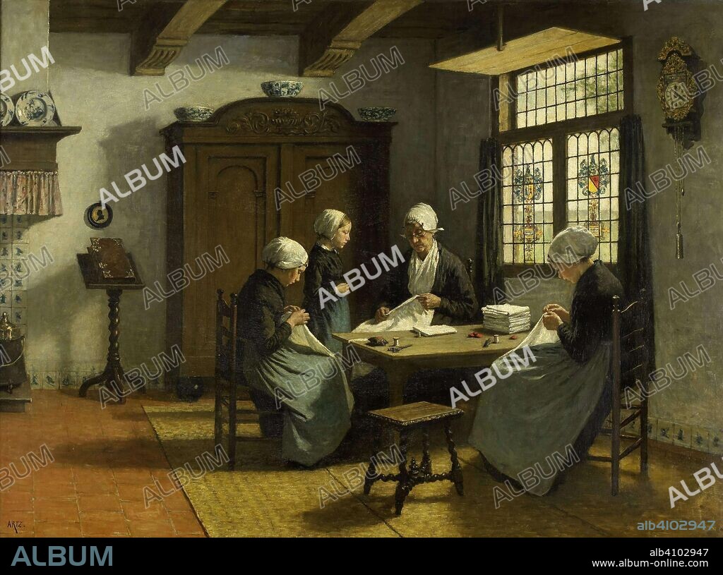 DAVID ADOLPH CONSTANT ARTZ. In the Orphanage at Katwijk-Binnen. Dating: c. 1870 - c. 1890. Measurements: h 97 cm × w 130 cm.