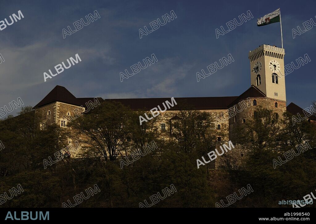 Slovenia. Ljubljana. Castle. Medieval style with Romanesque, Gothic and Renaissance architectural elements. It was built in the 12th century and was a residence of the Margraves, later the Dukes of Carniola. The castle's Tower dates to 1848.