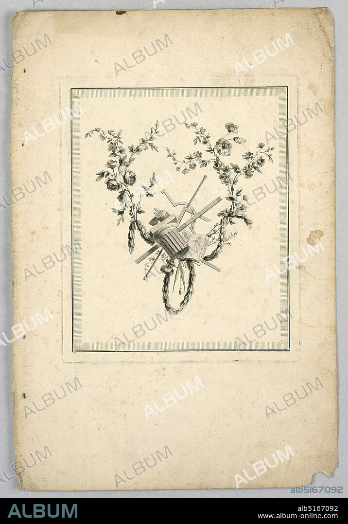 Trophy, from 'Livre de Trophées des Arts et Sciences', Pierre Ranson, French, 17361786, Etching on paper, Europe, France, Europe, 18th century, Print, Print.