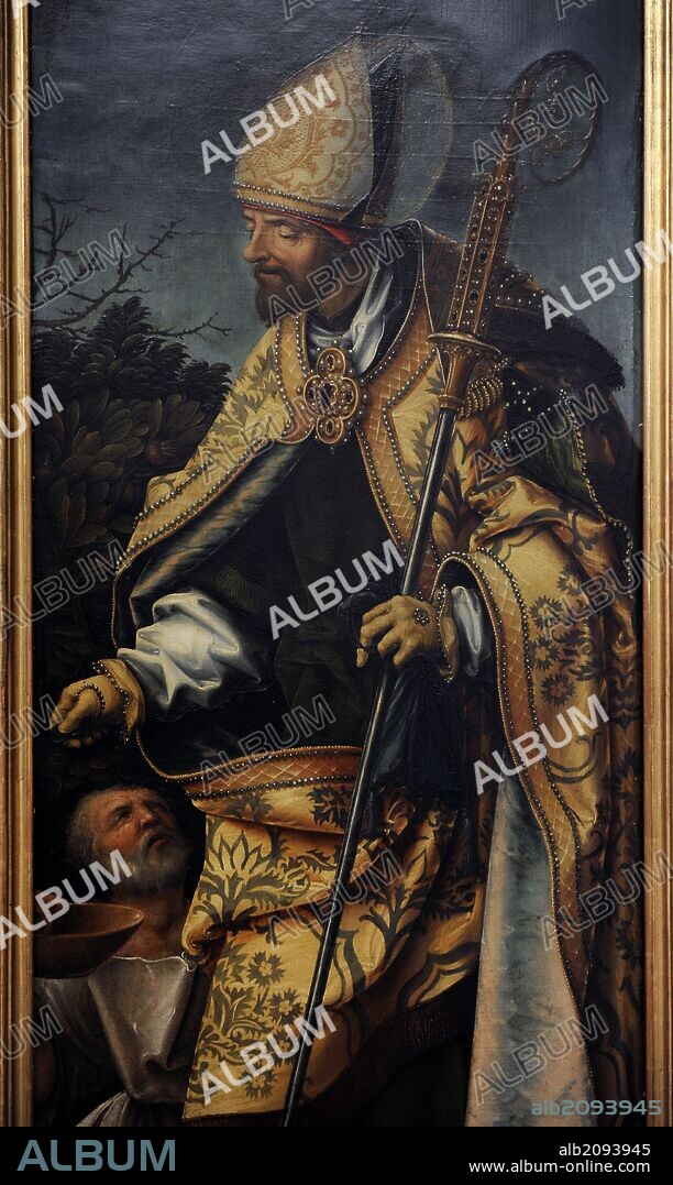 ARTE RENACIMIENTO. ALEMANIA. Hans Burgkmair el Viejo (1473-1531). Pintor y grabador alemán. Retablo de San Juan Evangelista. 1518. Derecha: San Martín de Tours (316-397). Alte Pinakothek (Pinacoteca Antigua). Munich. Alemania.