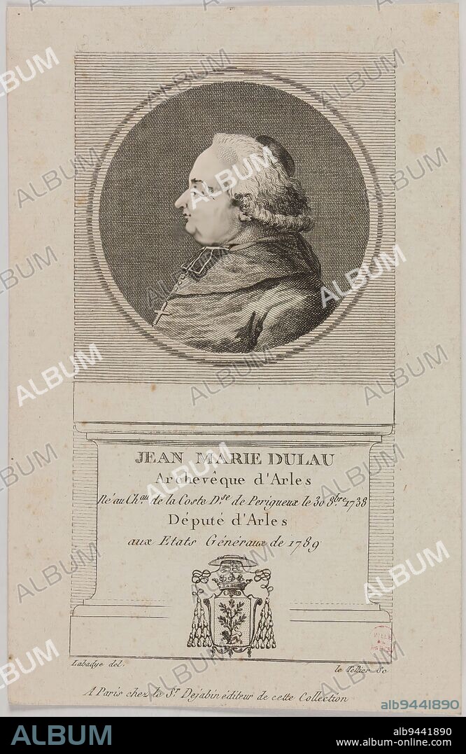Portrait of Jean Marie Dulau, Le Tellier, Charles-François, Engraver, Labadye, Charles Toussaint, Draughtsman, About 1789, Graphic arts, Print, Etching, Burin, Height: 19 cm, Width: 12.2 cm.