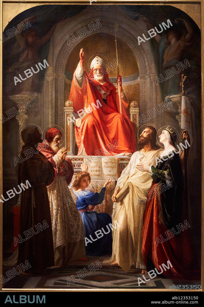 VICENTE PALMAROLI GONZÁLEZ (1834-1896), The Patron Saints of Spain, the Monarchs and Pope Pius IX, 1862, Oil on canvas, Royal Collections Gallery, Galería de las Colecciones Reales, Patrimonio Nacional, Madrid, Spain.