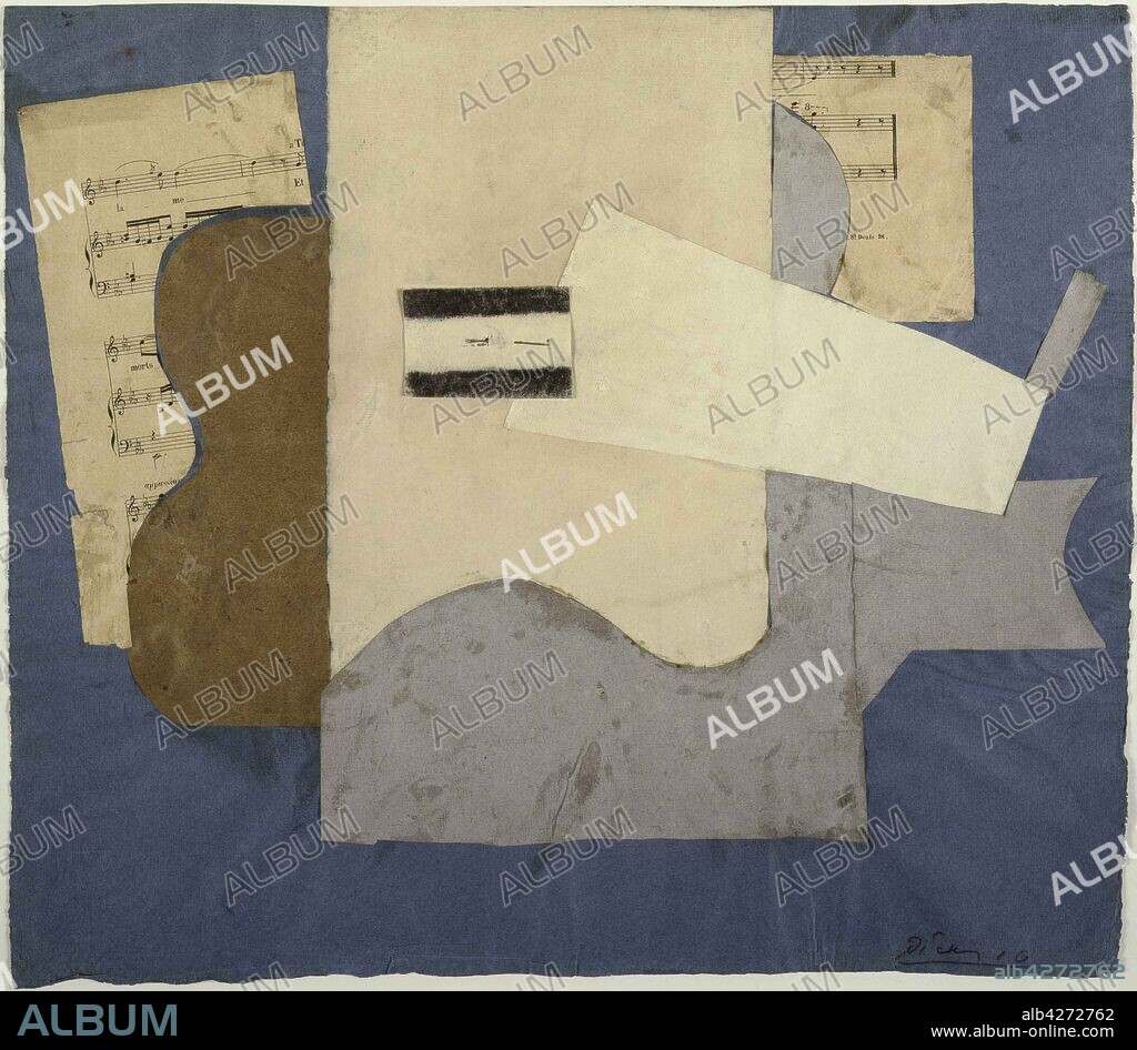PABLO PICASSO. Feuille de musique et guitare (Partition et guitare).