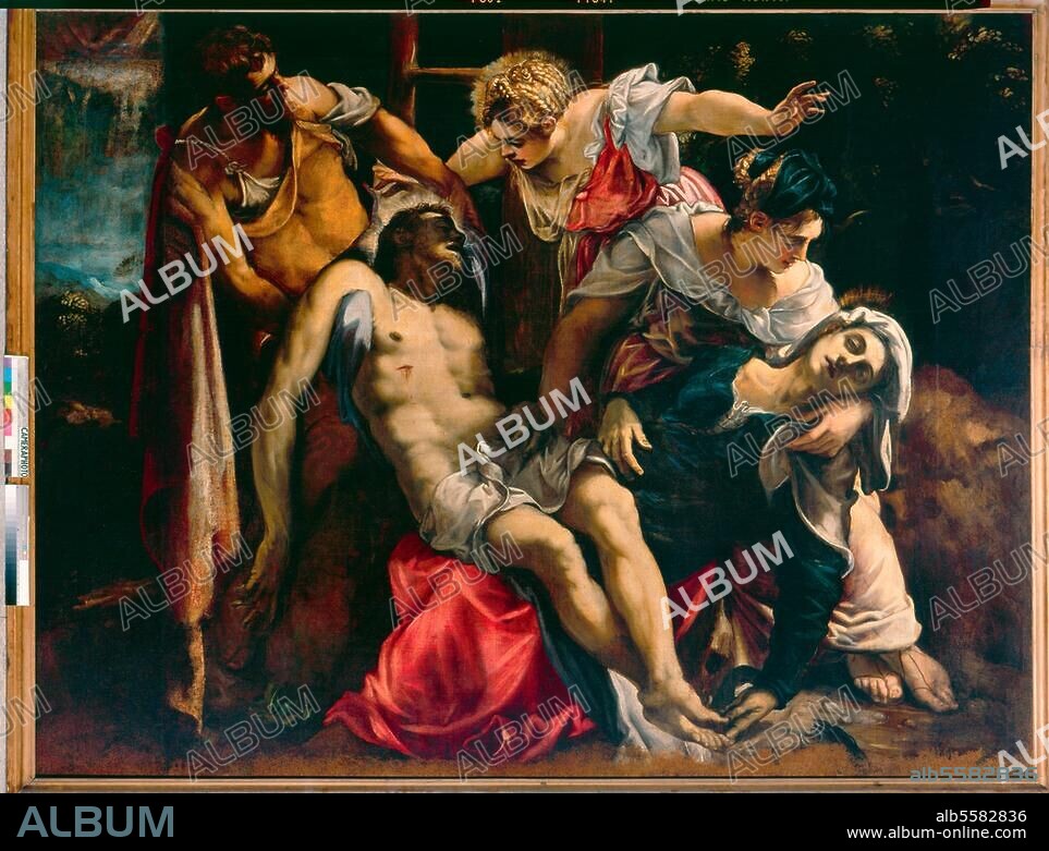 TINTORETTO. Tintoret, Jacopo Robusti, dit Le ; 1518-1594. - "Descente de Croix", v. 1559. Huile sur toile, H. 2,27 ; L. 2,94. Venise, Galleria dell'Accademia.