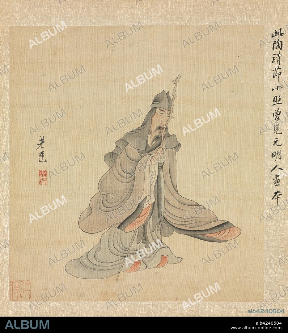 Paintings after Ancient Masters: Portrait of Tao Yuanming, 1598-1652. Chen Hongshou (Chinese, 1598/99-1652). Album leaf, ink and color on silk; overall: 30.2 x 26.7 cm (11 7/8 x 10 1/2 in.).