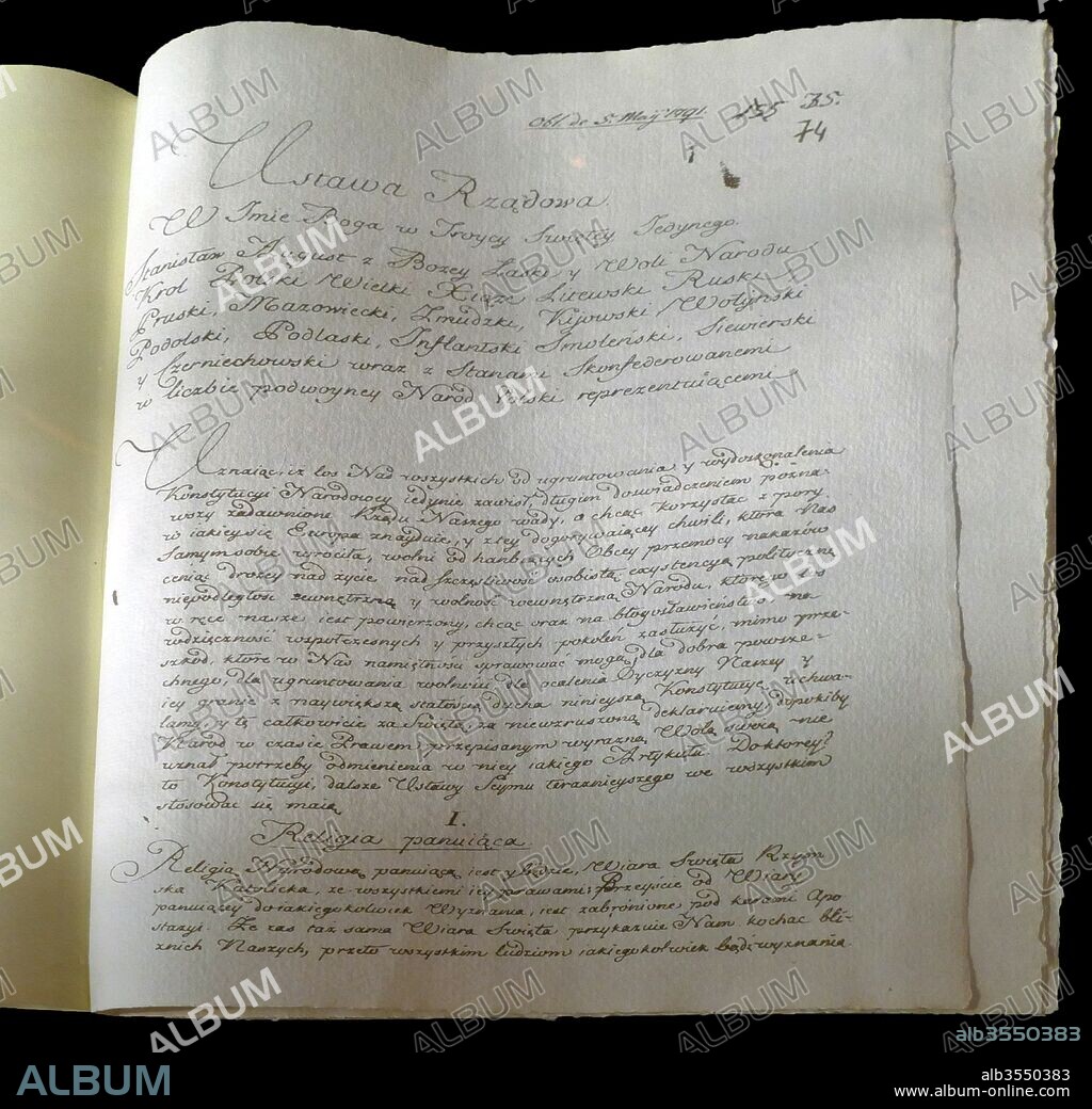 The Constitution of 3 May 1791 (Konstytucja 3 Maja) was adopted by the Great Sejm (parliament) of the Polish–Lithuanian Commonwealth, was designed to redress the Commonwealth's political defects. The constitution sought to supplant the prevailing anarchy fostered by some of the country's magnates with a more democratic constitutional monarchy.