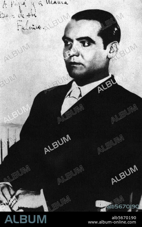 Garcia Lorca, Federico ; poète et dramaturge espagnol ; Fuentevaqueros, Grenade 5.6.1898-Viznar, Grenade 19.8.1936 (fusillé). Portrait. Photo, v. 1930.