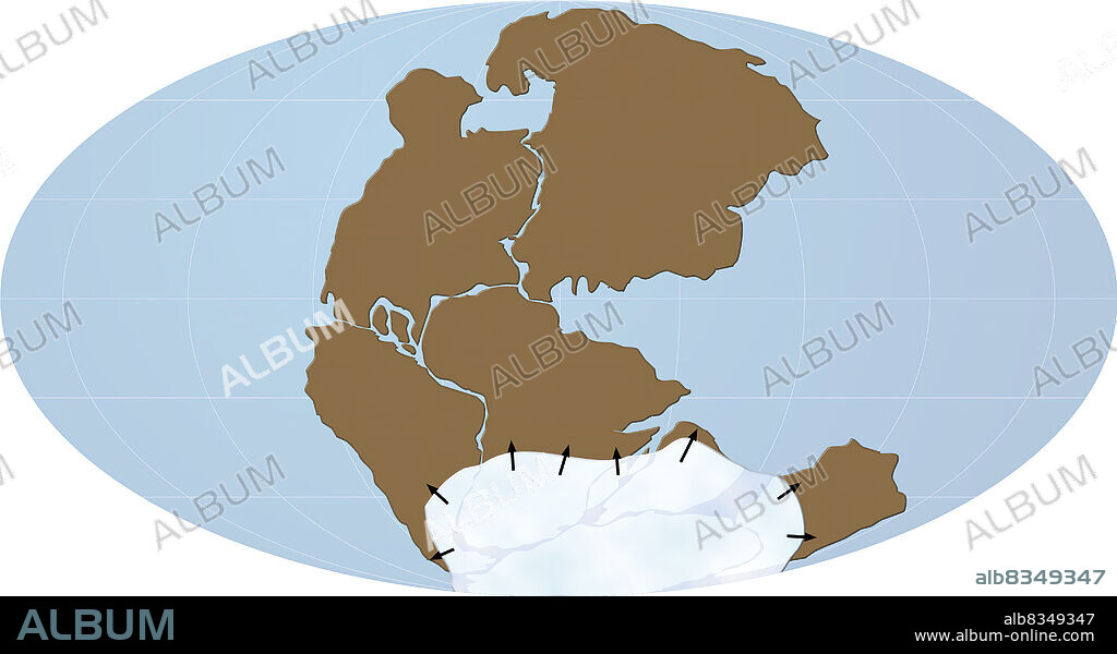 The theory of continental drift is the presence of glacial deposits in the southern regions of some continents. Traces of glaciation can be found in South America, Australia, and even Africa and India, zones that are now decidedly tropical. These glacial deposits, which indicate that ice flowed toward the interior of continents, were probably left by the Antarctic icecap.